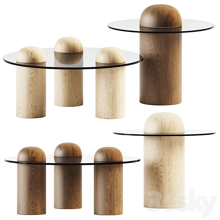 Jonas Coffee Table Bronze and Lotta Side Table 3D Model Free