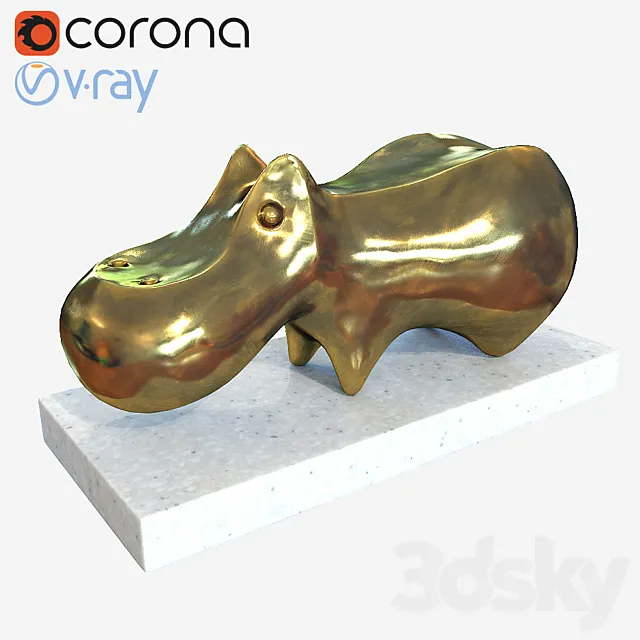 Jonathan Adler Brass Hippo 3D Model
