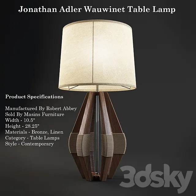 Jonathan Adler Wauwinet Table Lamp 3D Model