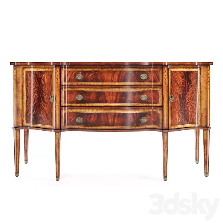 Jonathan Charles Mahogany sideboard with curved doors 3D Model