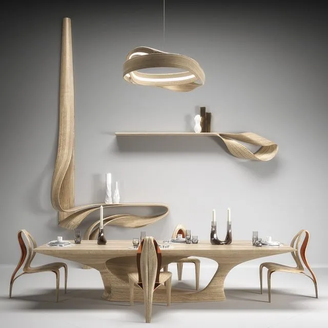 Joseph Walsh and Zaha Hadid Dining Set 3D Model