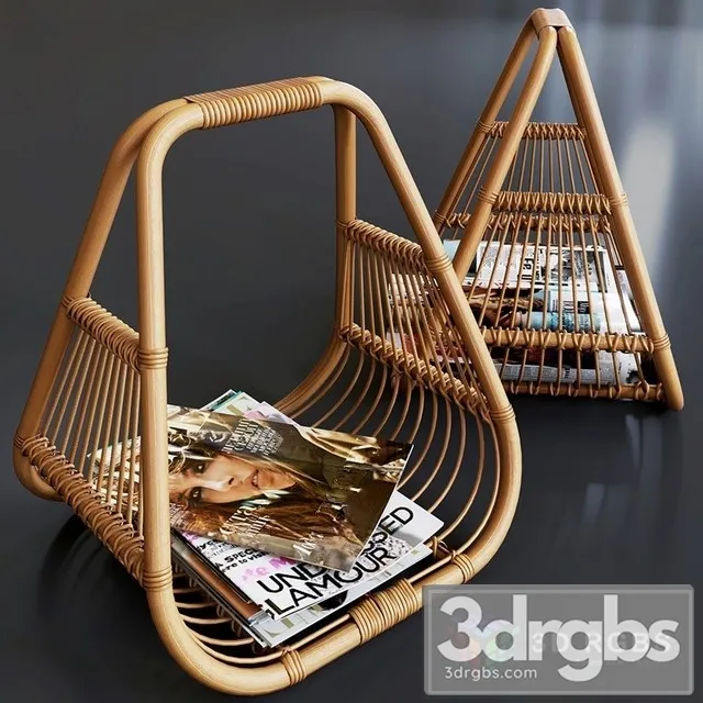 Journals Set Wicker Stand Made Natural Rattan 3D Model Free