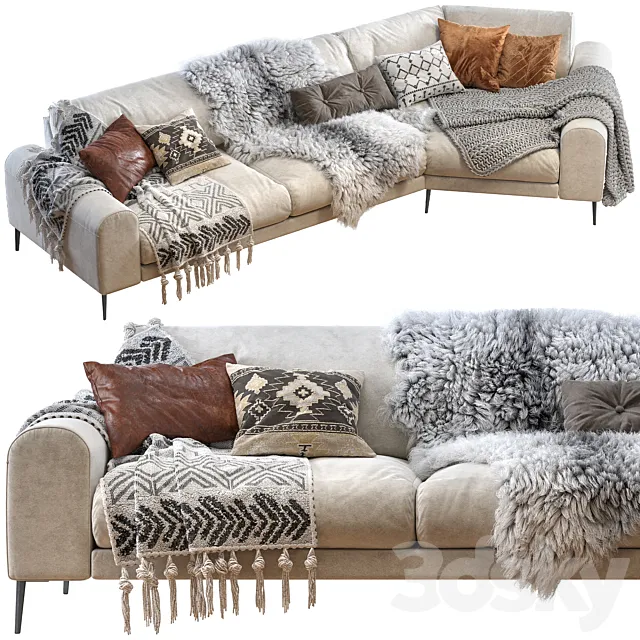 Joy shaped corner sofa 3D Model