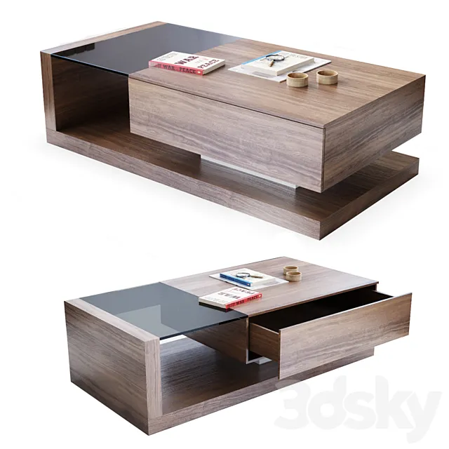 Jual Cube Walnut Coffee Table 3D Model