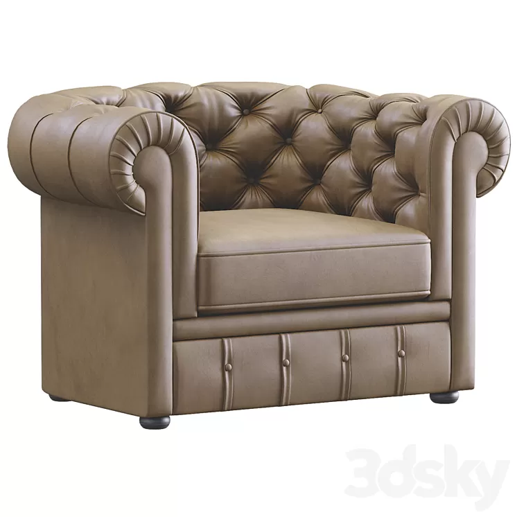 Juggernaut India Vintage Chesterfield Single Seater 3D Model