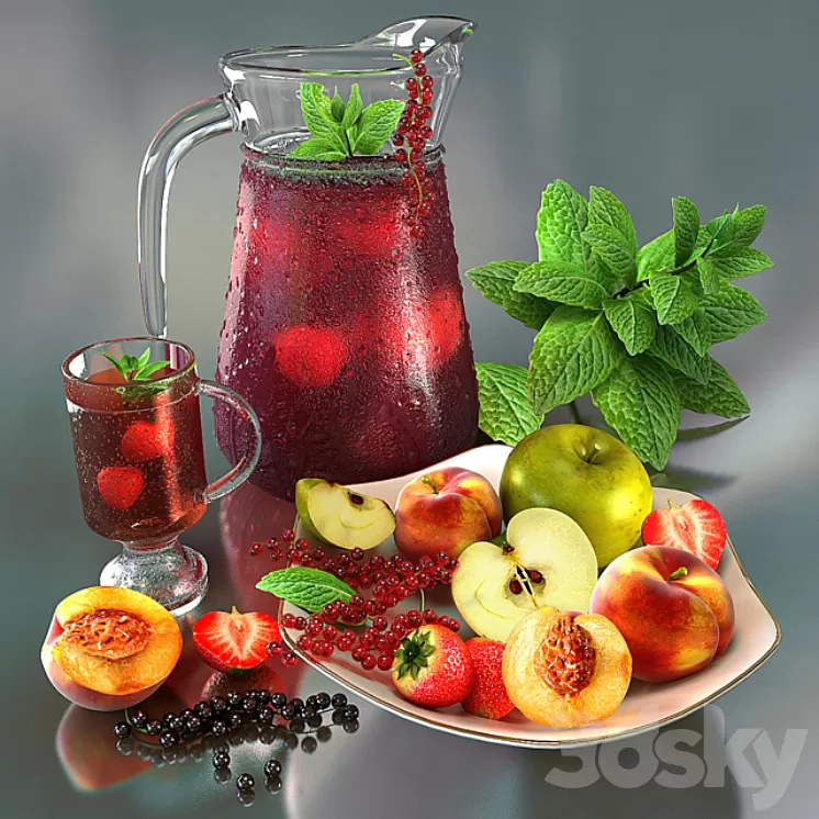 juice fruits 3D Model