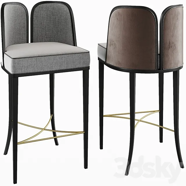 Juliettes Interiors Art Deco Inspired Luxury Designer Upholstered Bar Stool JME029 3D Model