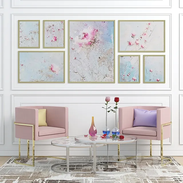 Julius chair and twin coffee tables 3D Model