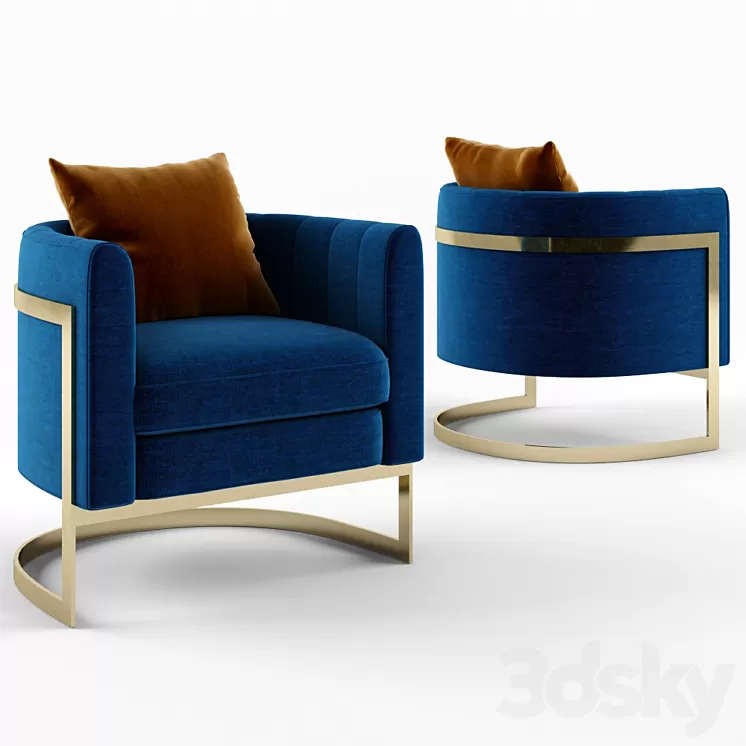 Julius Mica Blue Gold Club chair 3D Model