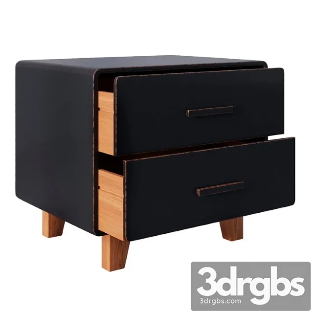 Juniper 2 drawer nightstand black 2 3D Model Free