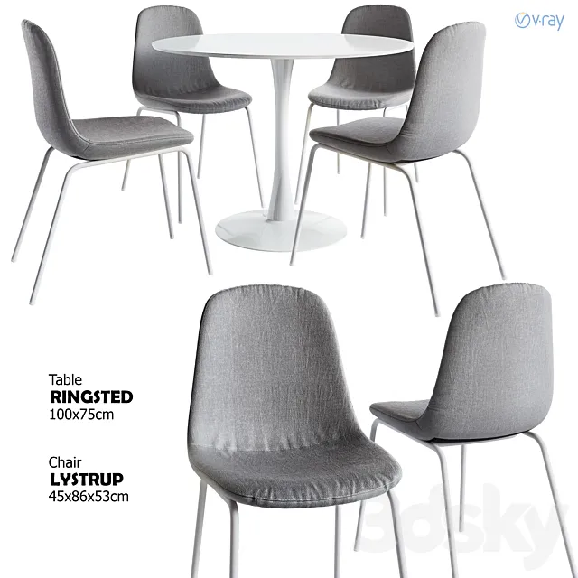 Jysk _ LYSTRUP Chair + RINGSTED Table 3D Model