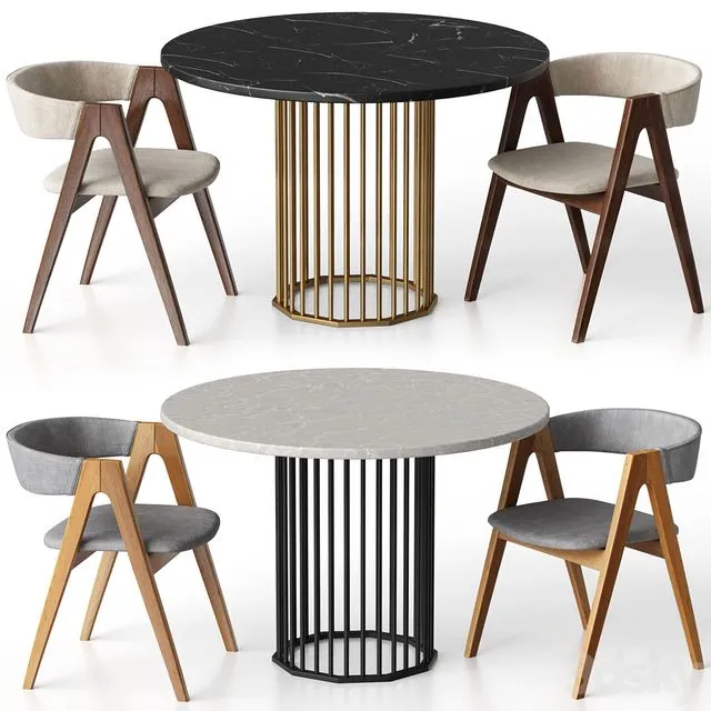 Kaede chair and Patrik dining table by R-Home 3D Model