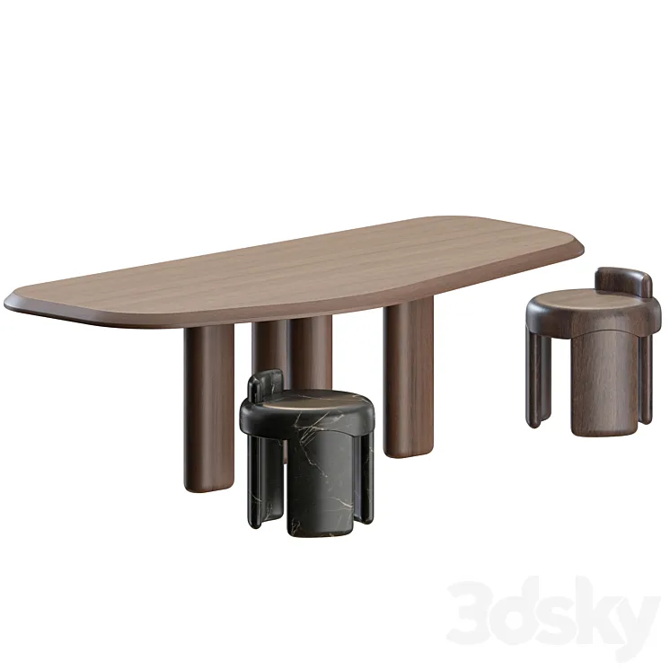 Kafa Dinning Set by Collection Particuliere 3D Model Free