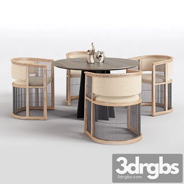 Kaishi chair shoreditch dining table 2 3D Model Free