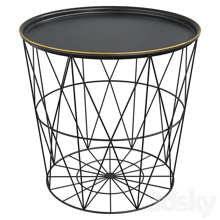 KALO Black Metal Wire Side Table 3D Model Free