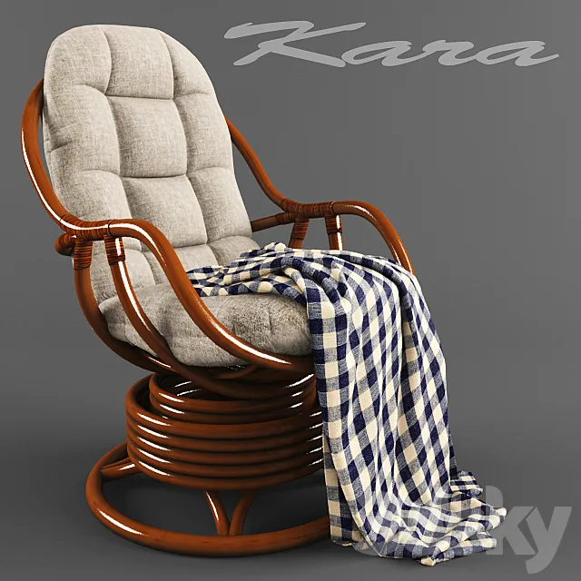 Kara rocking chair with cushion Utomo Rattan 3D Model