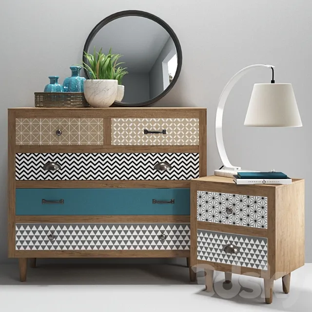 KARE design Capri - chest of drawers and bedside table 3D Model