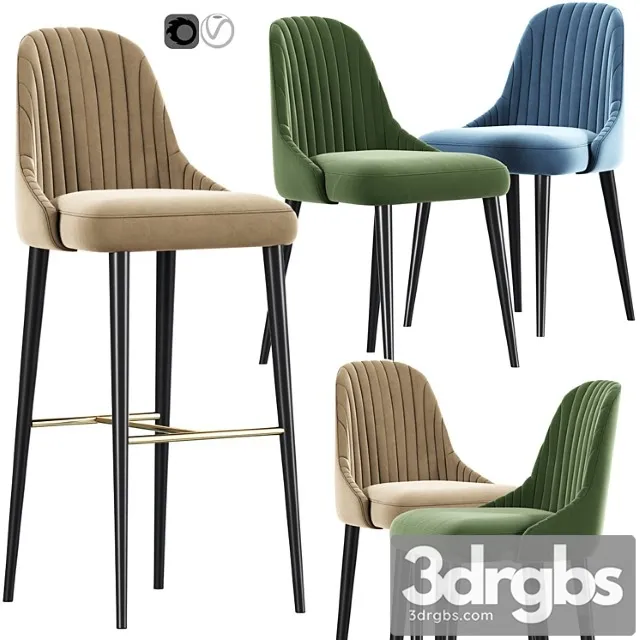 Karina bar stool and chair 02 2 3D Model Free