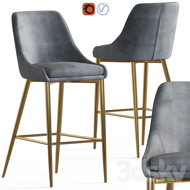 Karina Velvet Stool 3D Model