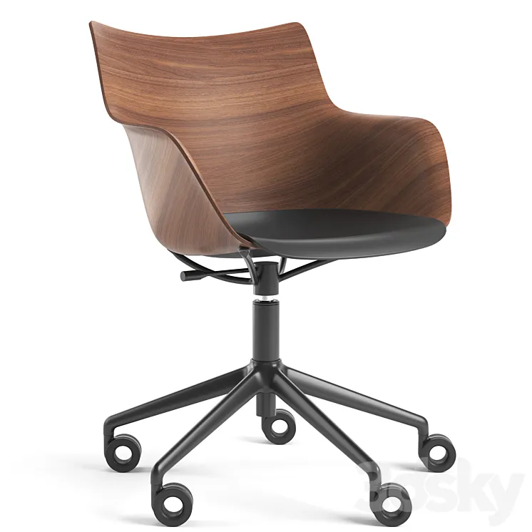 Kartell Q/Wood Chair 3D Model Free