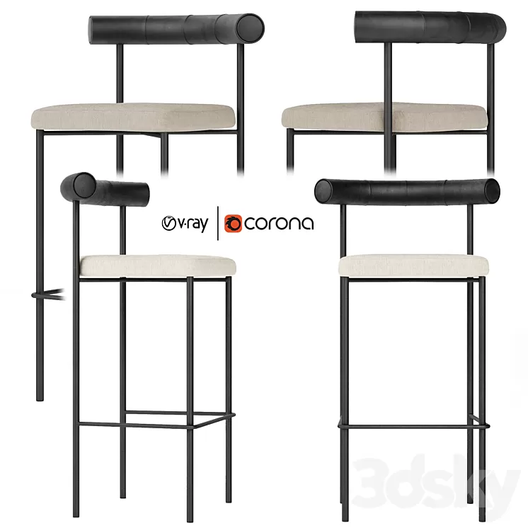 Kashmir Barstool Simon James Resident 3D Model