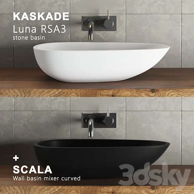 Kaskade Luna RSA3 + Scala wall basin mixer curved 3DModel