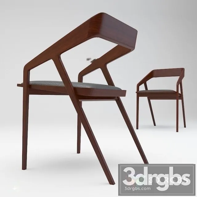 Katakana Wooden Chair 03 3D Model Free