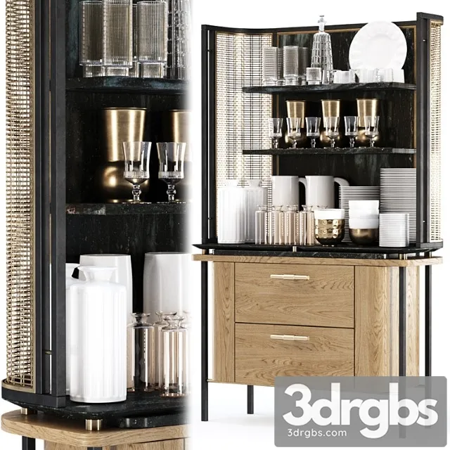 Katty Modern Sideboard With Dishes by Bpoint Design 3D Model Free