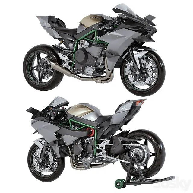 Kawasaki Ninja H2R 2023 3D Model