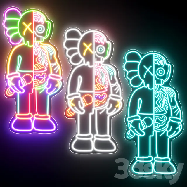 KAWS Neon Sign 3D Model