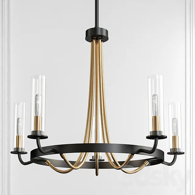 Kearney Vintage Black with Warm Brass 5 Light Chandelier by Savoy House 3D Model