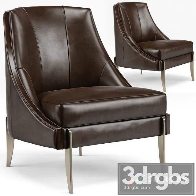 Keene Espresso Leather Accent Armchair 3D Model Free