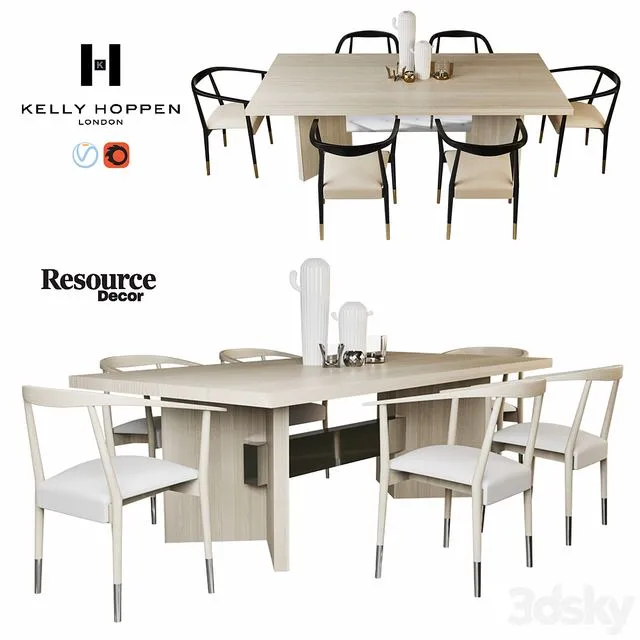 kelly hoppen dining set 3D Model