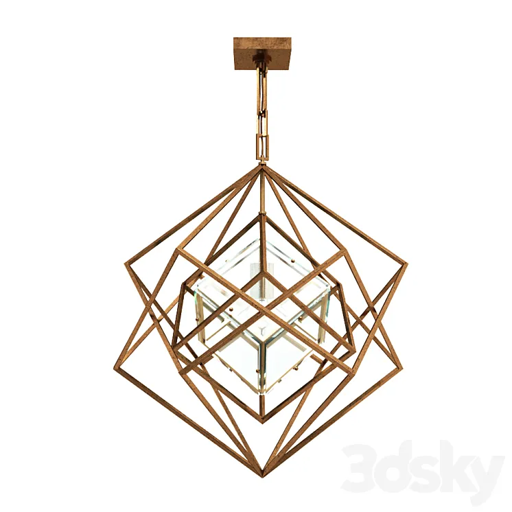 Kelly Wearstler Cubist 4 Light 31 inch Gild Pendant Ceiling Light 3D Model Free