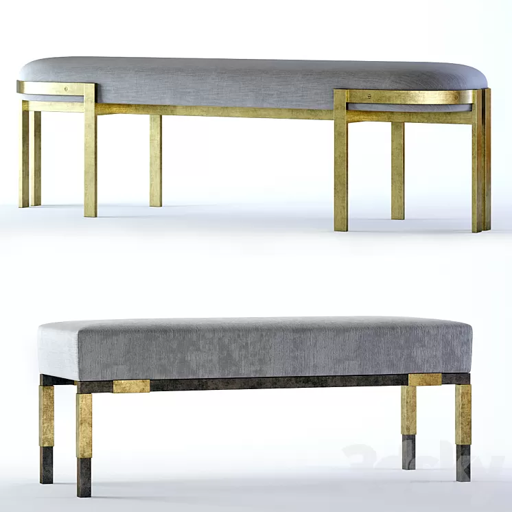 Kelly Wearstler Elliott and Larchmont Benches 3D Model