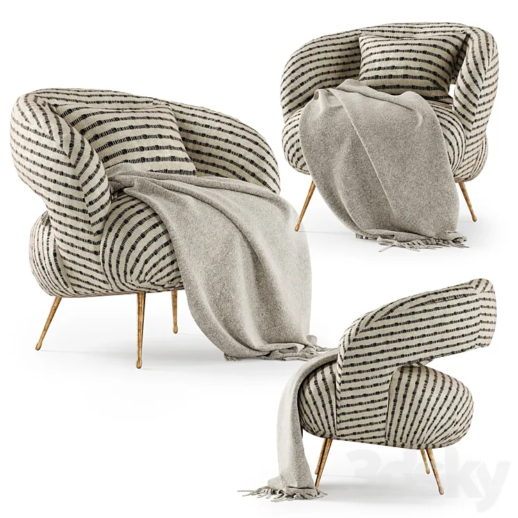 Kelly Wearstler Laurel Lounge chair with plaid / Laurel Lounge chair 3D Model Free