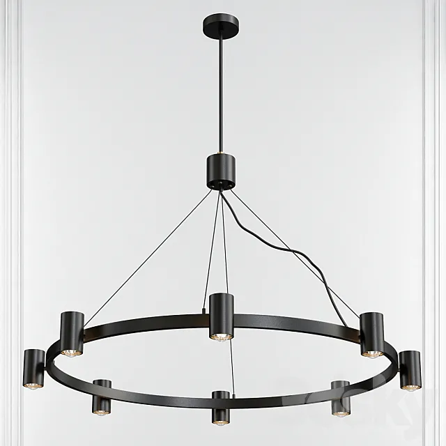 Kempton Matte Black & Satin Brass 8 Light Chandelier by Elk Lighting 3D Model