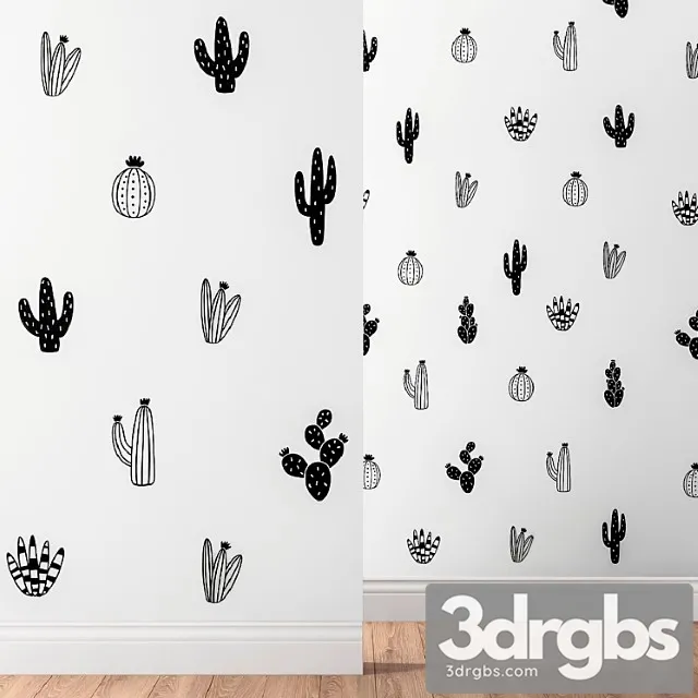 Kenna Sato Designs Collection Cactus Wall Decals 3D Model Free