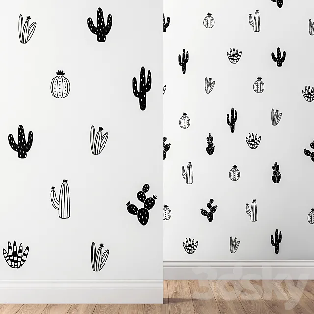 Kenna Sato Designs Collection Cactus Wall Decals 3D Model