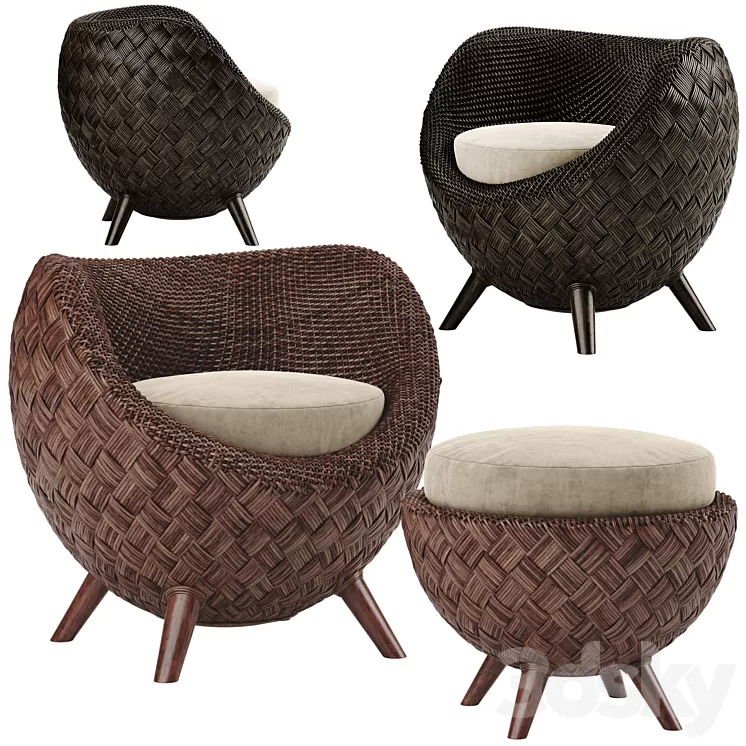 Kenneth Cobonpue La luna armchair 3D Model