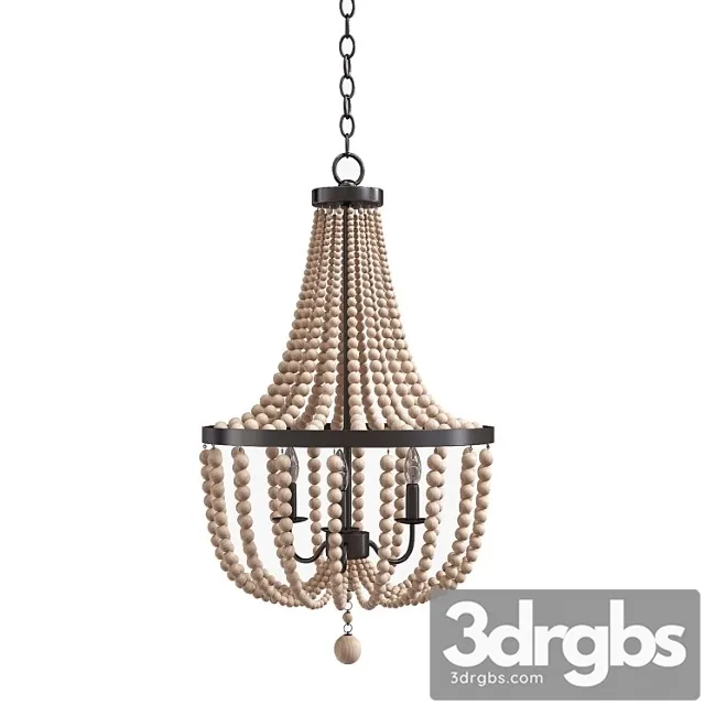 Kenroy Home 93131bs Dumas 3 Lt Wood Bead Chandelier In Brushed Steel 3D Model Free