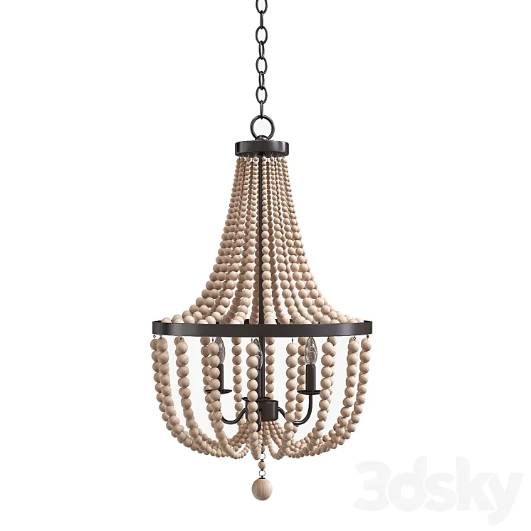 Kenroy Home 93131BS Dumas 3 Lt Wood Bead Chandelier in Brushed Steel 3D Model Free