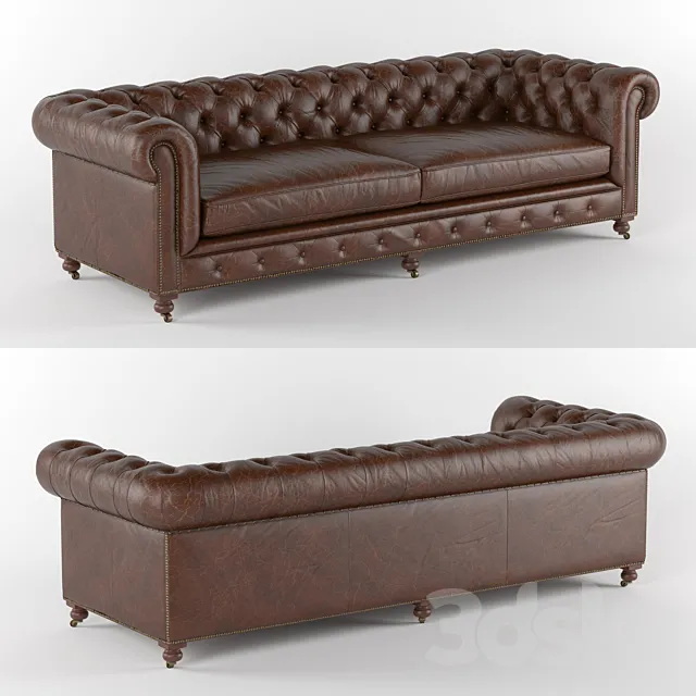 Kensington Leather Sofa Restoration Hardware 3D Model