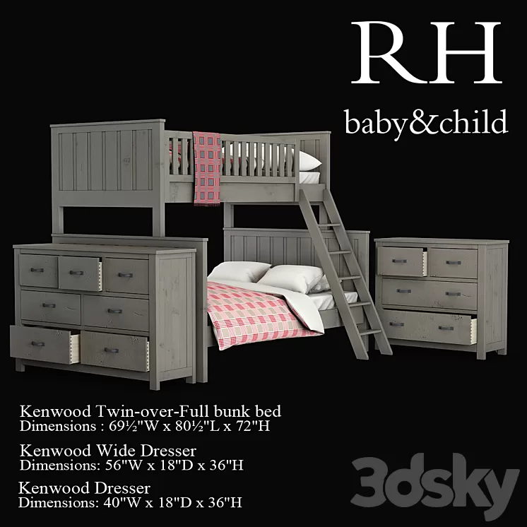 Kenwood Twin-over-Full bunk bed 3D Model