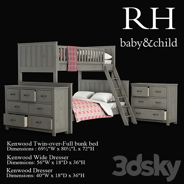 Kenwood Twin-over-Full bunk bed 3DModel