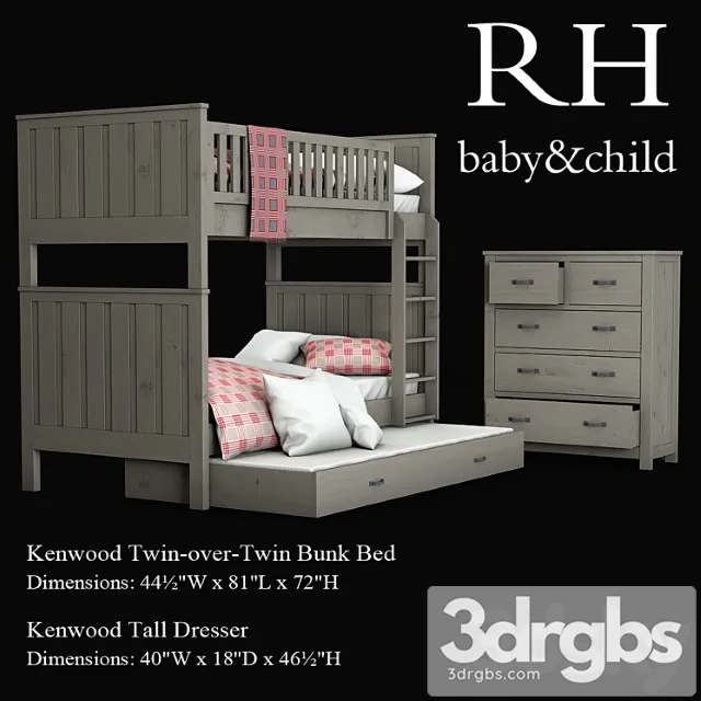 Kenwood Twin Over Twin Bunk Bed 3D Model Free