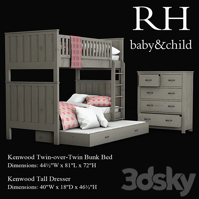 Kenwood Twin-over-Twin Bunk Bed 3DModel