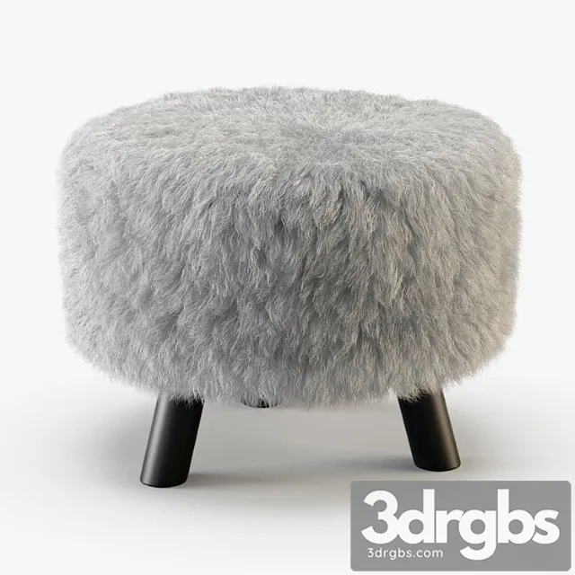 Keomi flokati ottoman 2 3D Model Free