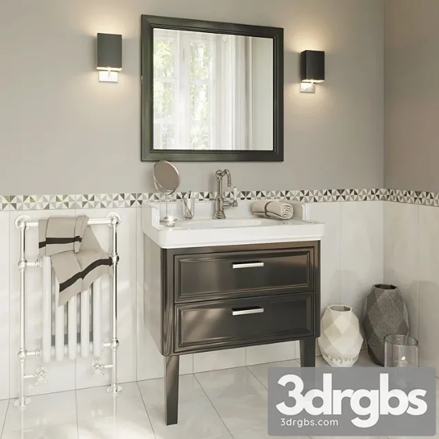 Kerama Marazzi Pompei 80 Black 2 Drawers 3D Model Free