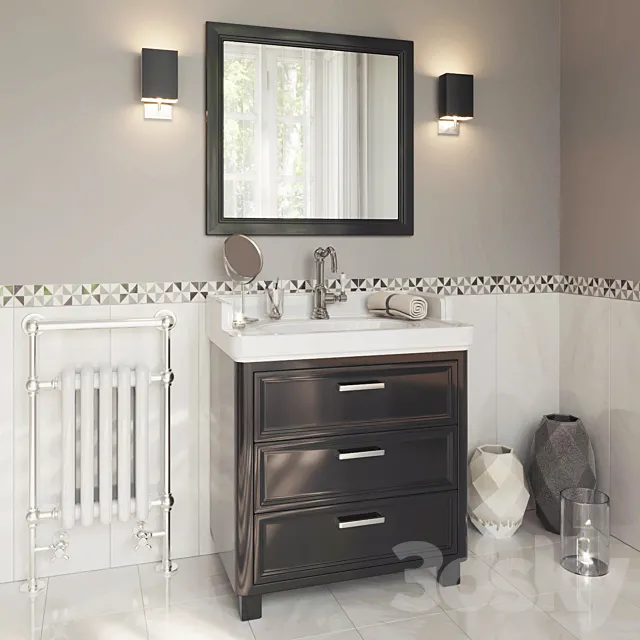 Kerama Marazzi Pompei 80 black (3 drawers) 3D Model